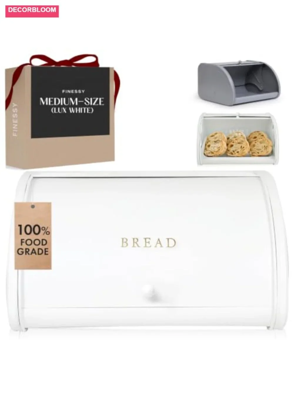 Bread Box for Kitchen Countertop Airtight Stainless Steel Storage